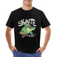 thumbnail image 1 of Cartoon Crocodile Riding Skateboard Men’s T-Shirt 100% Cotton Casual Short Sleeve Tops Gift Tee Black L, 1 of 5