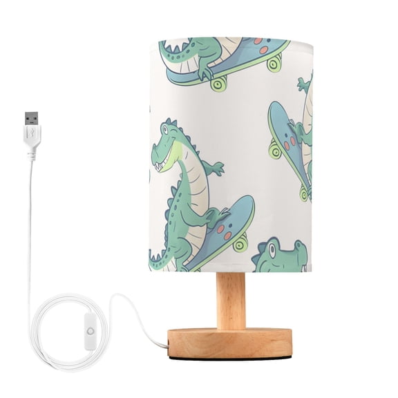 Cartoon Crocodile on Skateboard Table Lamp with USB Port LED Warm Light Lamp Night Light Home Decor