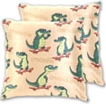 thumbnail image 1 of Cartoon Crocodiles Play Skateboard Throw Pillow Covers Pillowcases 16 x 16 Inch Home Decor 2 Packs for Bedroom Sofa, 1 of 6