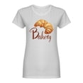 thumbnail image 1 of Cartoon Croissant Shaped T-Shirt Women -Image by Shutterstock, Female Large, 1 of 2