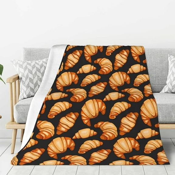 Cartoon Croissants And Buns Fleece Blanket For Bed & Couch Large Super Soft Throw Blanket For Travel Home Lightweight Warm Fleece Blanket 40" x 50"