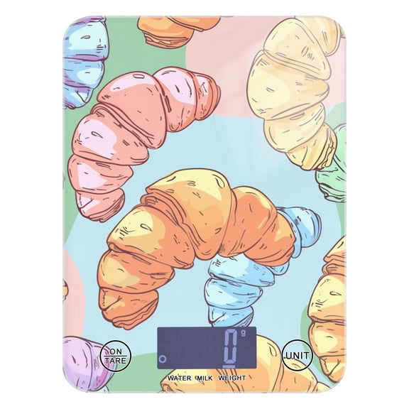 Cartoon Croissants Food Scale Digital Kitchen Scale Waterproof Grams Ounces lbs for Weight Loss