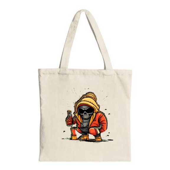 Cartoon Crouching Character Tote Bag - Yellow Hoodie Can Design Stylish Canvas Bag for Shopping Travel & Parties