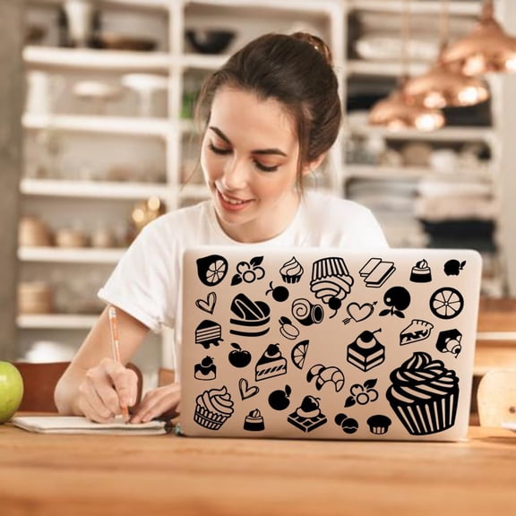 Cartoon Cupcake Computer Sticker Dessert Tablet PC Decor Sticker Fruit Cream Cake Vinyl Laptop Decal Funny DIY Art Stickers Decal