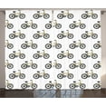 thumbnail image 1 of Ambesonne Cartoon Curtains 2 Panel Set, Yellow Bicycle Pattern, 108" x 84", Mustard Black, 1 of 3