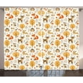 thumbnail image 1 of Ambesonne Cartoon Curtains 2 Panel Set, Owls Deers Birds, 108" x 90", Marigold Orange Cream, 1 of 3