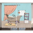 thumbnail image 1 of Ambesonne Cartoon Curtains 2 Panel Set, Bathroom Tub Illustration, 108" x 90", Multicolor, 1 of 3