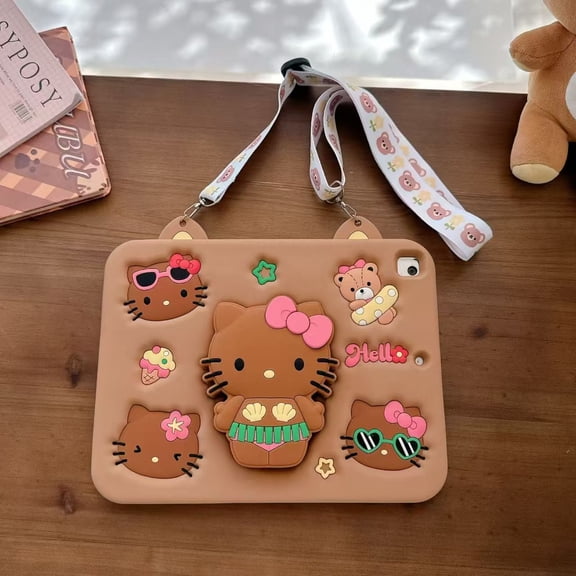 Cartoon Cute Animal Tablet Case For iPad 9.7/10.2/10.5/10.9/ Air4/5/6 & Samsung A9 A11 Plus  Silicone KT Cat Bracket Tablet Cover