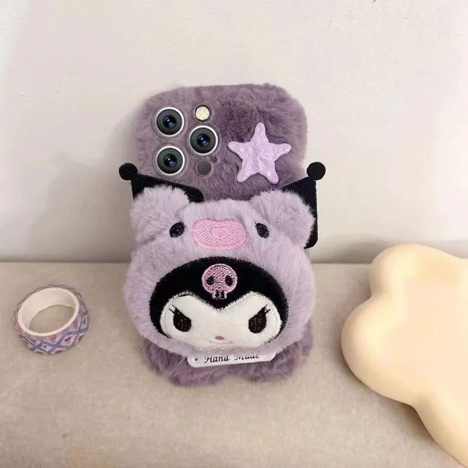 Cartoon Cute Animation Sanrio Kuromi Plush Phone Soft Case for IPhone Cartoon Cute Animation Sanrio Kuromi Plush Phone Soft Case for IPhone