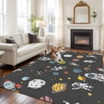 thumbnail image 1 of Cartoon Cute Astronauts Large Area Rugs 8x10 ft Lovely Black Space Spacecraft Rockets Planet Washable Rug Non Slip Indoor Carpet Absorbent Floor Mat for Living Room Bedroom Dining Room, 1 of 9