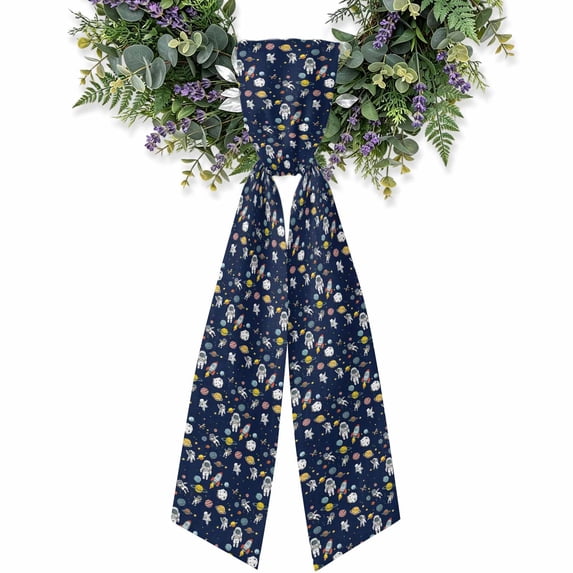 Cartoon Cute Astronauts Wreath Sash for Front Door 4.5