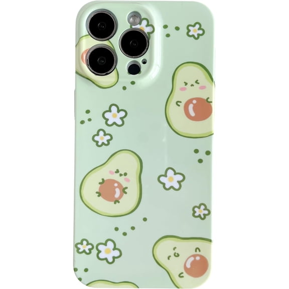 Cartoon Cute Avocado Flower Hard for iPhone Case (Green,iPhone 15 Pro Max)