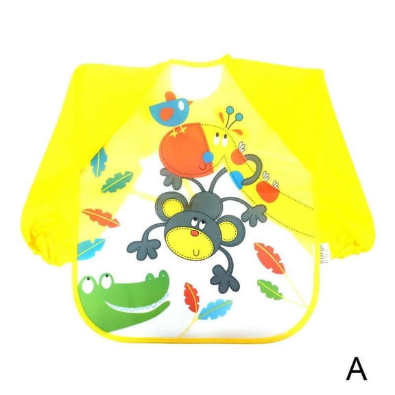 Cartoon Cute Baby Bib Toddler Kids Boys Girls Cartoon Long Sleeve Waterproof Feeding Eat Toddler Waterproof Smocks