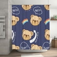 thumbnail image 1 of Cartoon Cute Bear Pattern Shower Curtain, Abstract Animals Waterproof Bath Curtains for Bathroom Decorations, 72 x 72 inches, 1 of 7