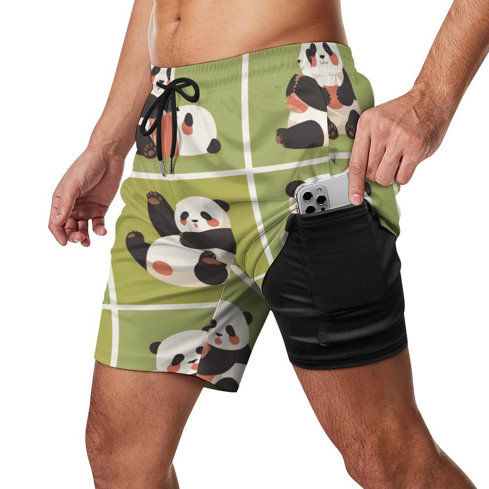 Cartoon Cute Bear Quick Dry Swimming Shorts For Men Swimwear Swimsuit ...