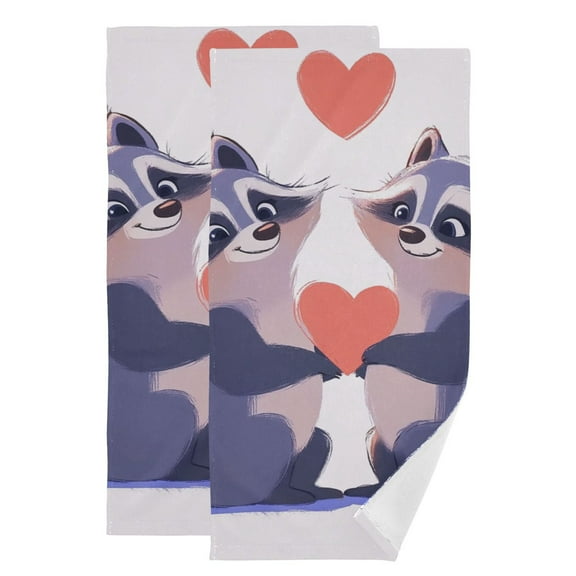 Cartoon Cute Bear with Love Hand Towel Absorbent Bath Towels for Bathroom Sports Gym(28.3" X 14.4") Set of 2