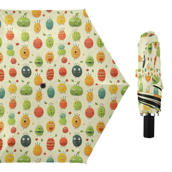Cartoon Cute Bug Compact Sun Umbrella Windproof Travel Umbrellas for Rain Strong Portable UV Protection