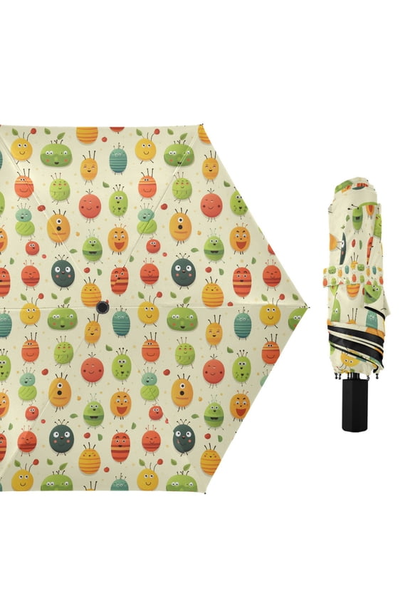 Cartoon Cute Bug Compact Sun Umbrella Windproof Travel Umbrellas for Rain Strong Portable UV Protection