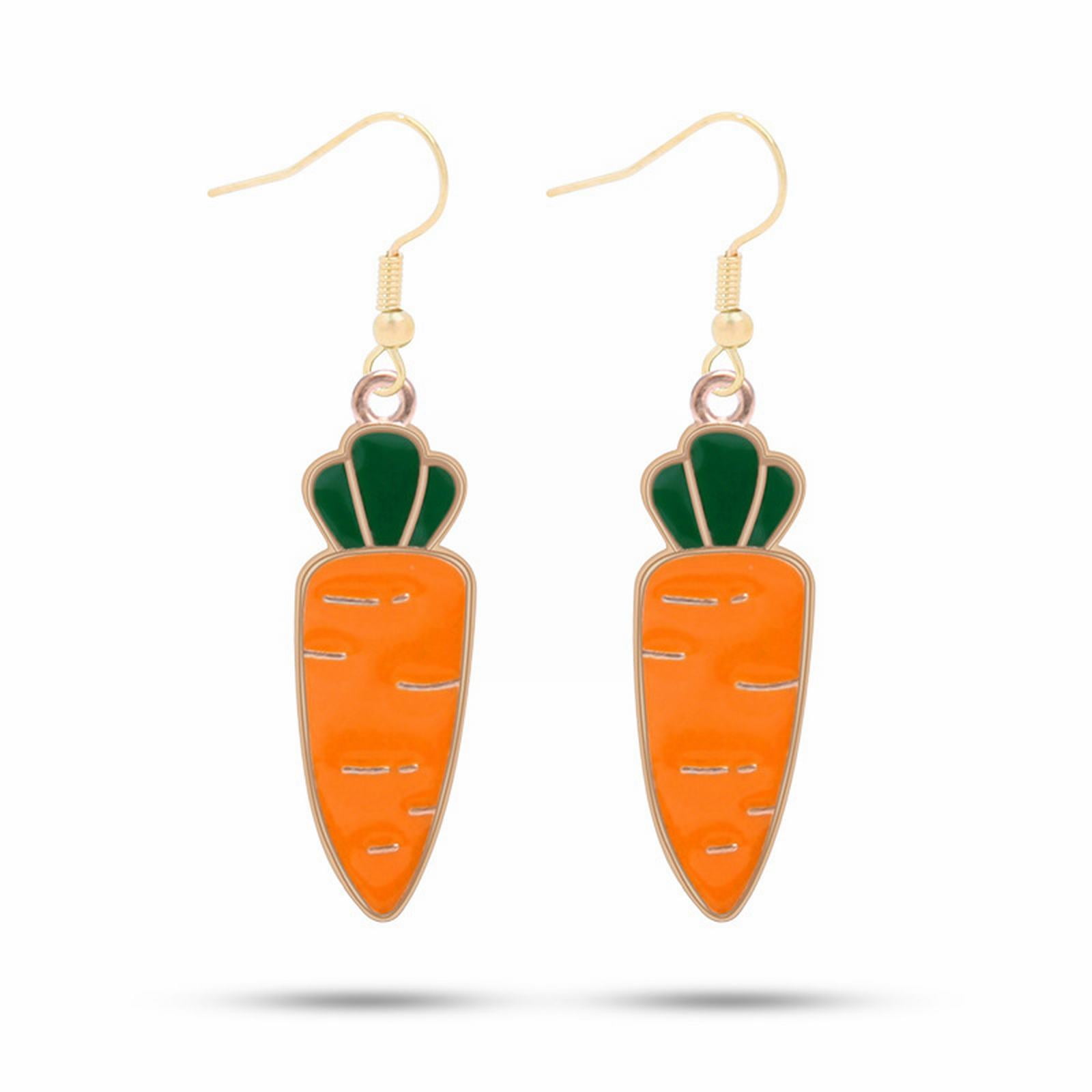 Cartoon Cute Bunny Dangling Rabbit Earrings Happy Easter Egg Carrot ...