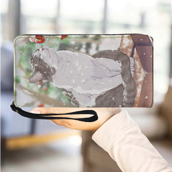 Cartoon Cute Cat PU Leather Wallet Animal Leisure Outdoor Commuter Wallet Mobile Ph Bag Zipper Card Holder Storage
