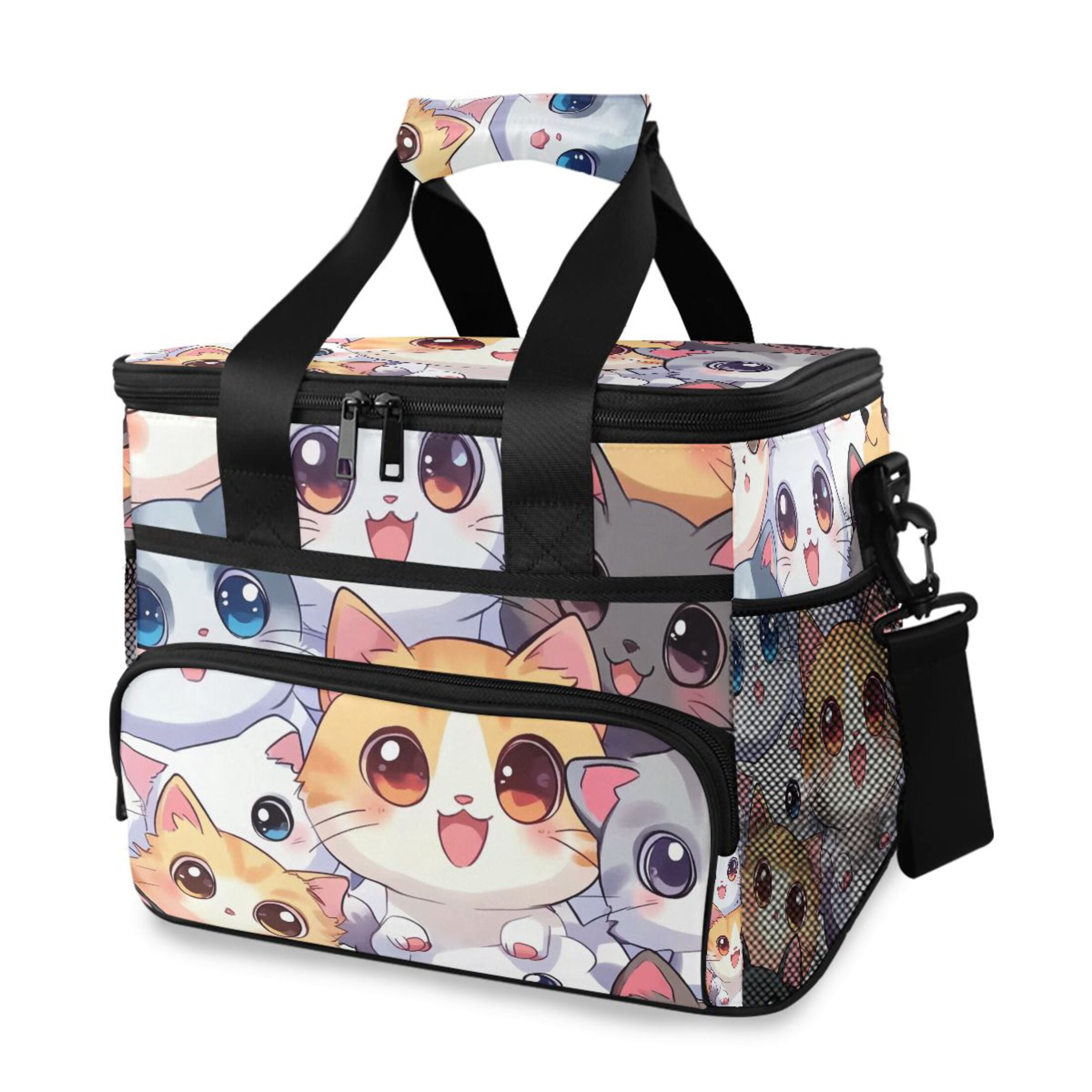 Cartoon Cute Cats Insulated Lunch Bag 15L Cooler Box for Women Men Work Camping Beach Travel