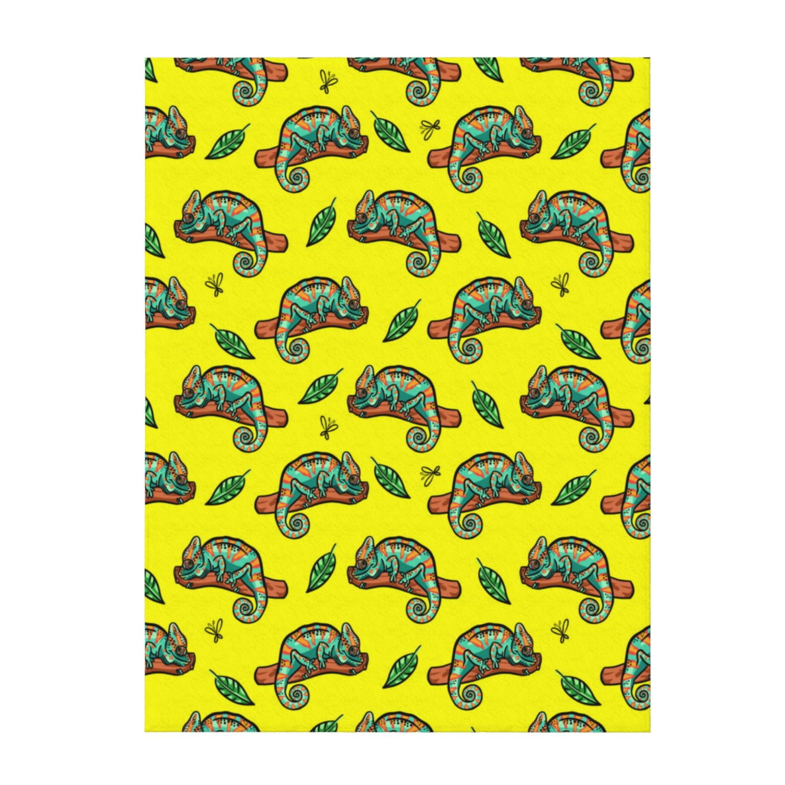 Cartoon Cute Chameleon Lizard_D Throw Blanket for Couch Sofa and Bed