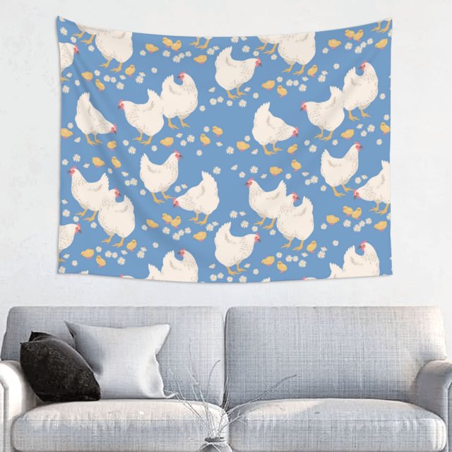 Cartoon Cute Chicken Daisy Wall Tapestry for Bedroom Aesthetic Tapestry Aesthetic Wall Hanging