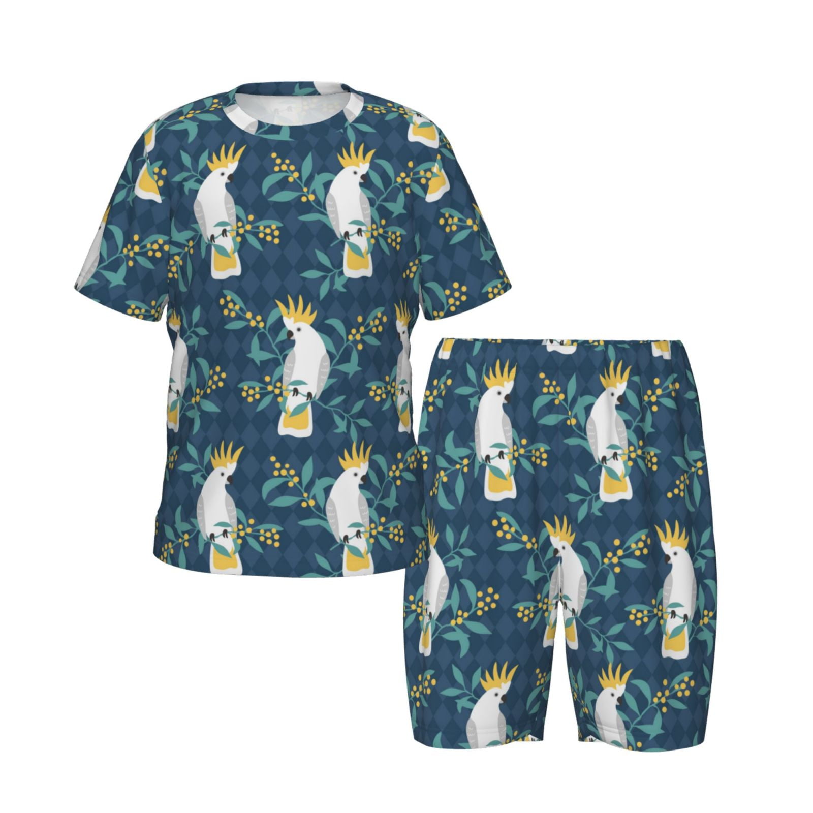 Cartoon Cute Cockatoo Plant Boys Girls Pajamas, Kids Toddler Pajama