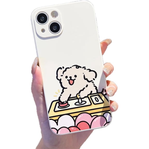 Cartoon Cute Couples Puppy Dog Playing Doll Machine Soft Phone Case Compatible with iPhone Case (W-Male,iPhone 13 Mini)