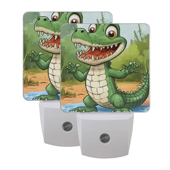 Cartoon Cute Crocodile LED Night Light with Smart Sensor Plug Into Wall Dusk to Dawn 2 packs