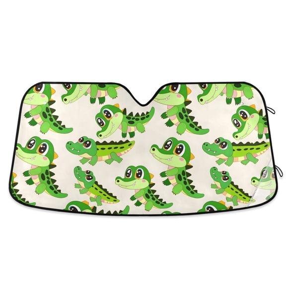 Cartoon Cute Crocodiles Car Windshield Sun Shade Foldable Car Front Window Visor Heat and UV Protection 53x23.5
