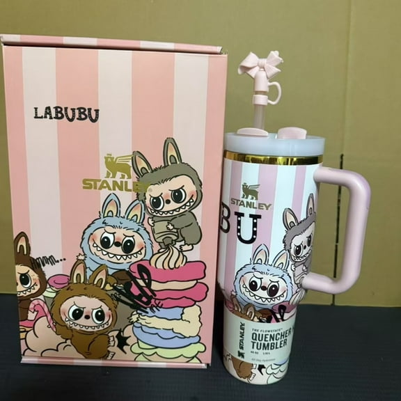 Cartoon Cute Cup 40 oz Thermos Cup With Handle Straw Water Cup 1