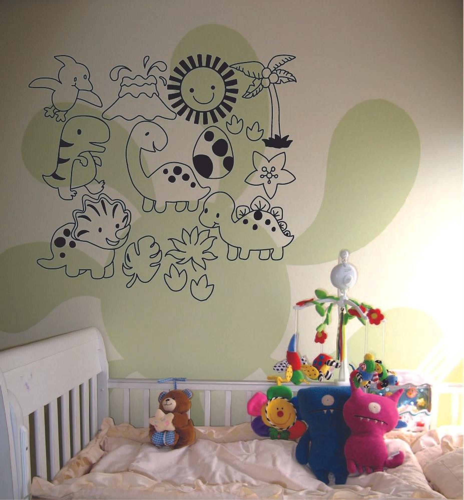 Cartoon Cute Dinosaur Dino Trex T-Rex Wall Sticker Art Decal for Girls Boys Kids Room Bedroom Nursery Kindergarten Garage House Fun Home Decor Stickers Wall Art Vinyl Decoration Size (35x40 inch)