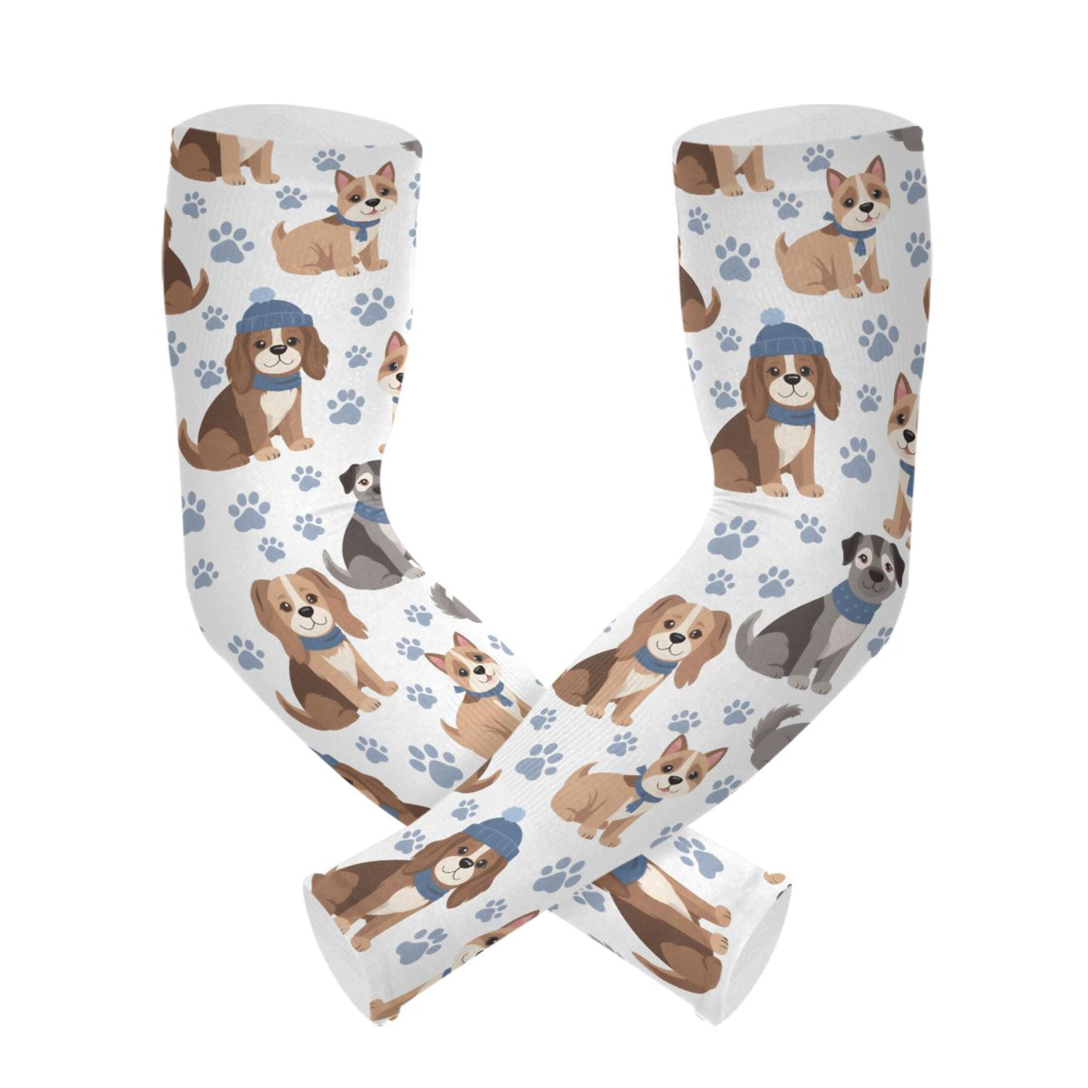 Cartoon Cute Dog Pattern UV Protection Cooling Arm Sleeves, Compression ...