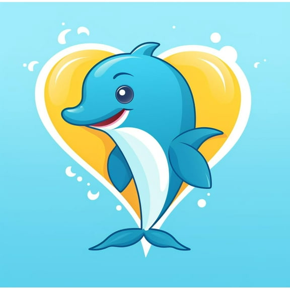 Cartoon Cute Dolphin DIY 5D Diamond Art Painting by Number Kits for Adults Paint with Full Drill Round Diamond Gems Painting Art Craft for Home Wall Decor 13.8x13.8inch(1)