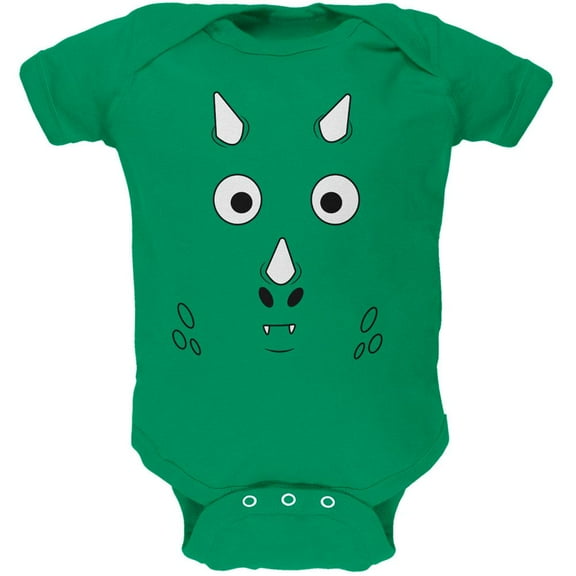 Cartoon Cute Dragon Face Soft Baby One Piece Kelly Green 0-3 M