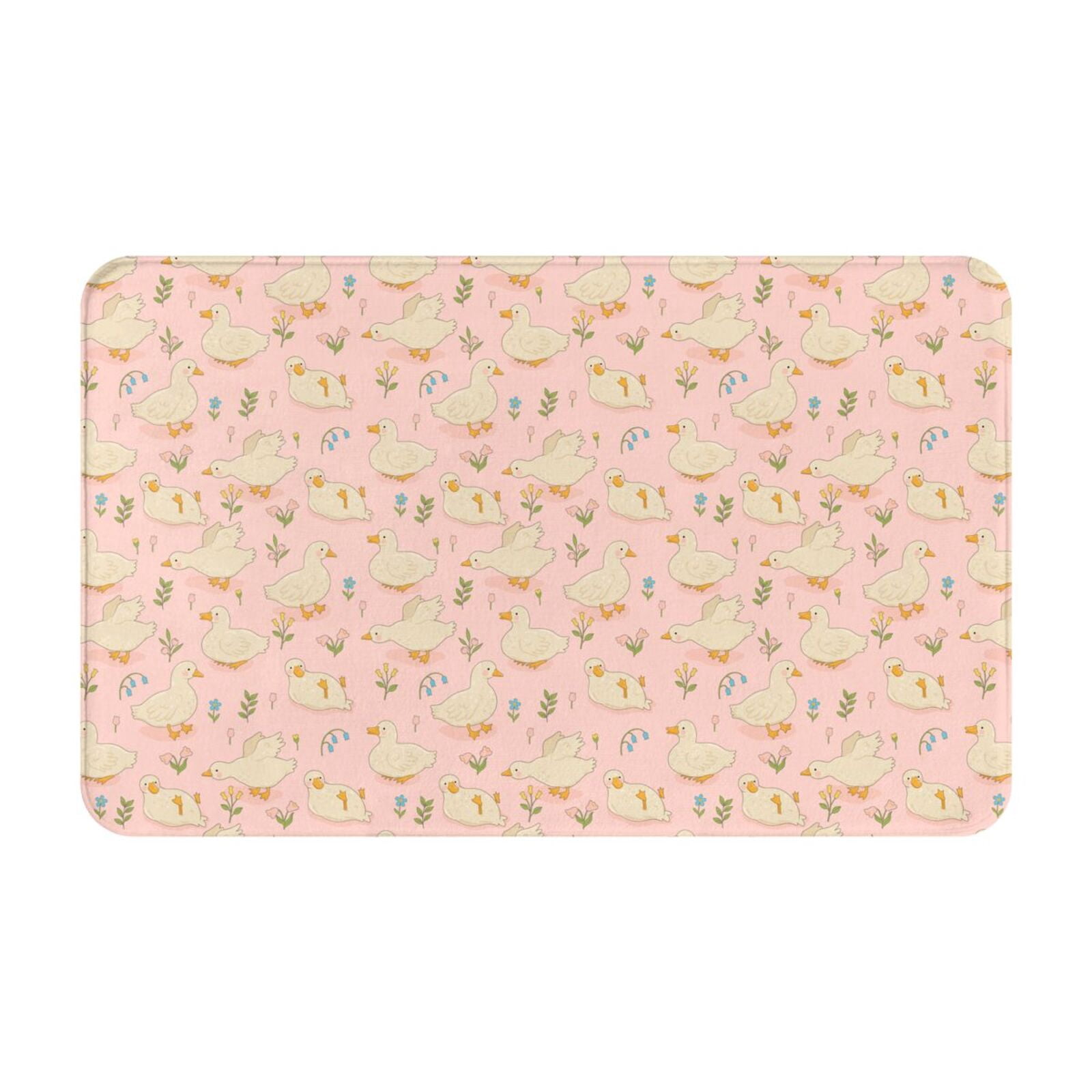 Pink Duck Rug Cartoon Cute Duck Flower Pink Door Mat for Indoor, Welcome Door Mats ...