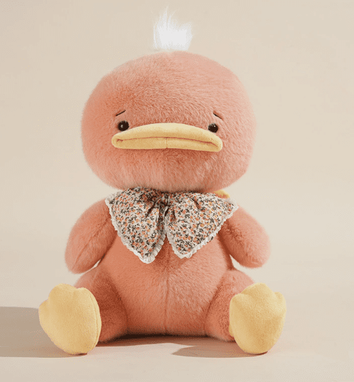 Cartoon Cute Duck Plush Toy - Soft Melancholic Stuffed Animal with Floral Outfit, Weighted PP Cotton Filling, Huggable Gift for Boys & Girls Birthday
