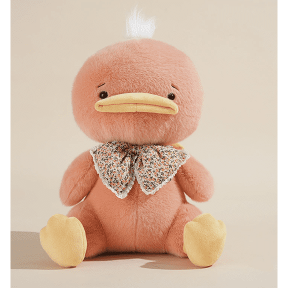 Cartoon Cute Duck Plush Toy - Soft Melancholic Stuffed Animal with Floral Outfit, Weighted PP Cotton Filling, Huggable Gift for Boys & Girls Birthday