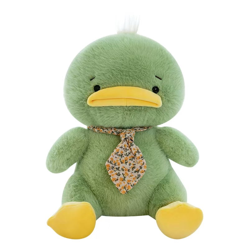 Cartoon Cute Duck Plush Toy - Soft Melancholic Stuffed Animal with Floral Outfit, Weighted PP Cotton Filling, Huggable Gift for Boys & Girls Birthday