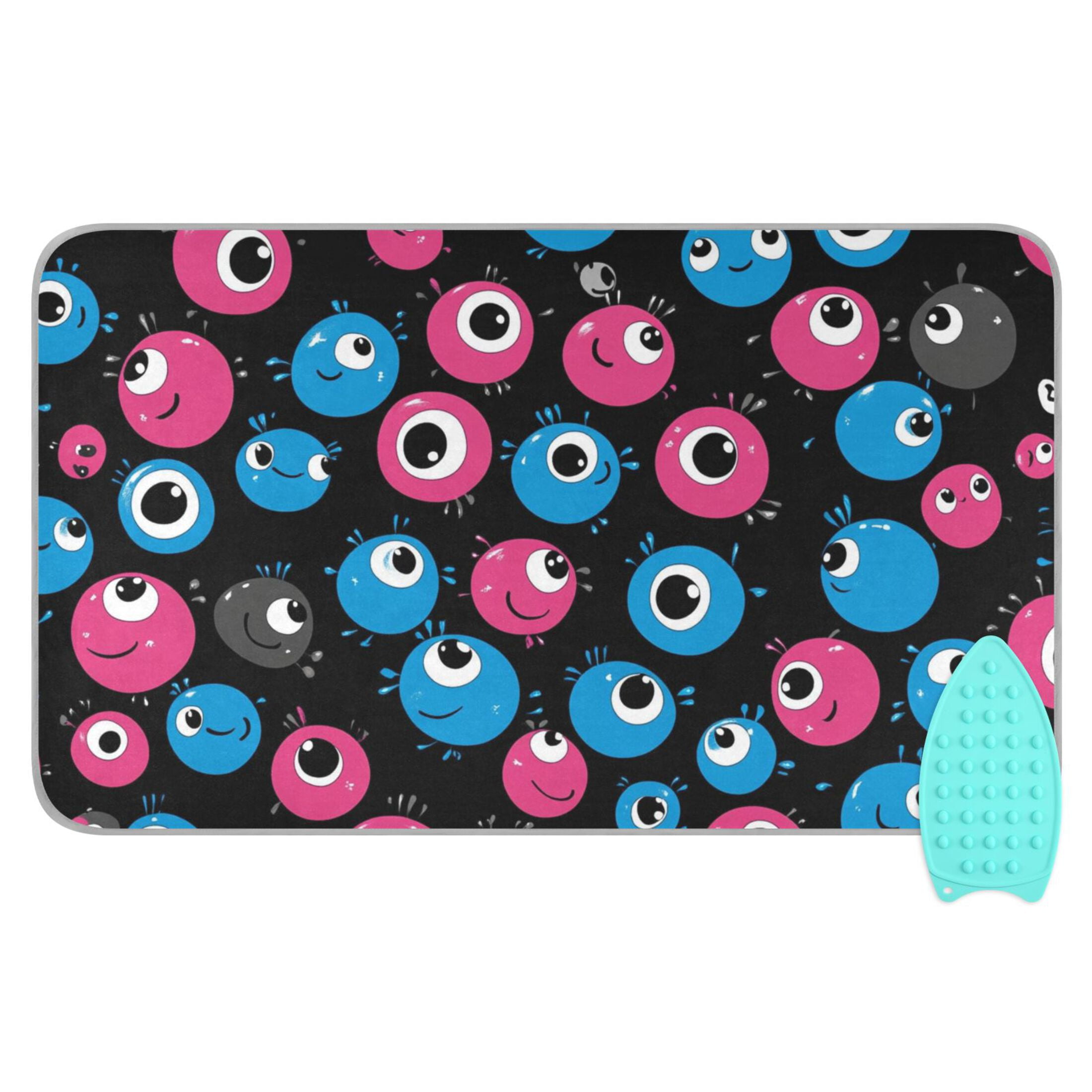 Cartoon Cute Eyes Ironing Mat Blanket for Table Top Travel Portable Ironing Board Pad 47.2x27.6 Inch
