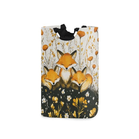 Cartoon Cute Fox Laundry Basket with Handles 50L Collapsible Laundry Hamper for Bathroom Bedroom Laundry Room