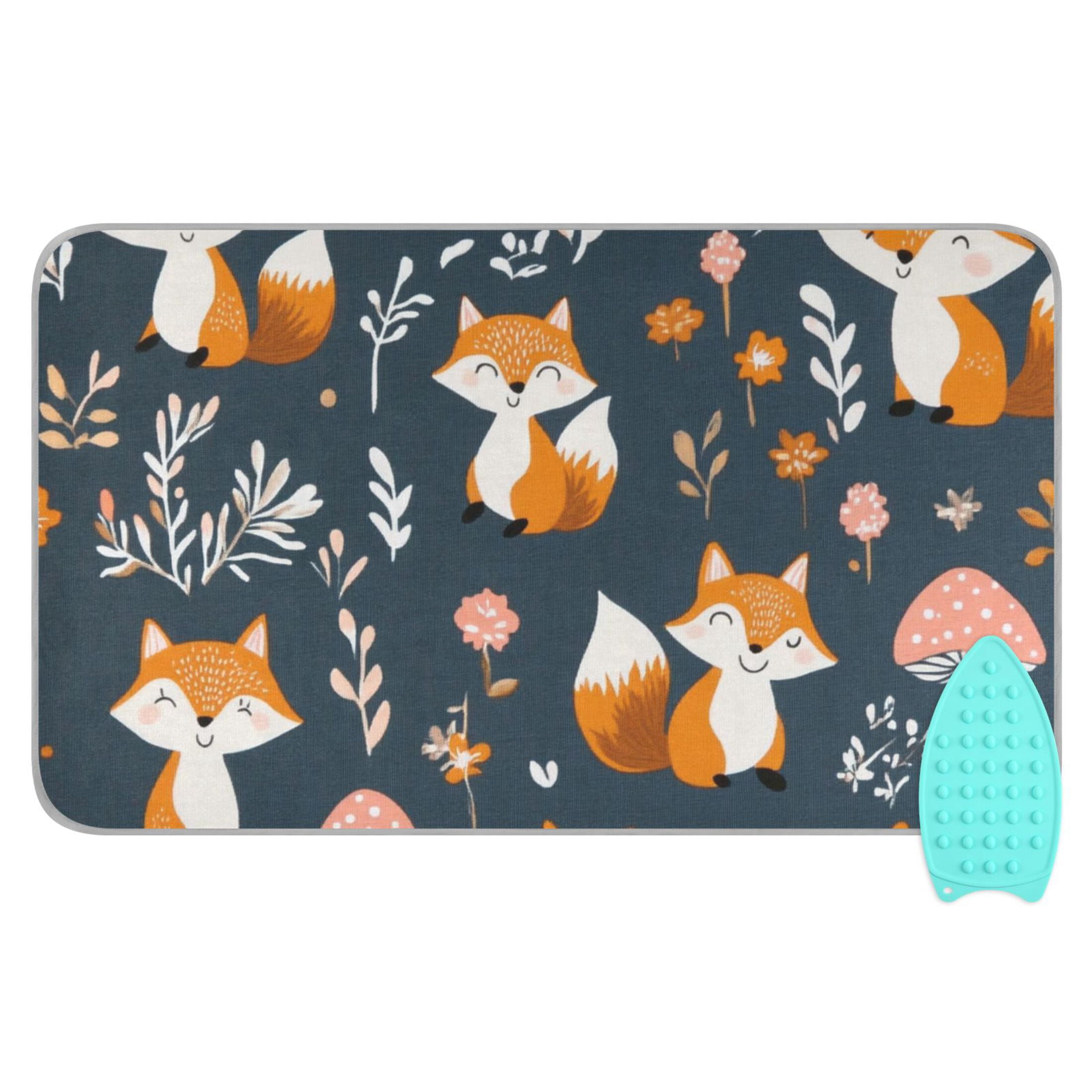 Cartoon Cute Foxs Ironing Mat Blanket for Table Top Travel Portable Ironing Board Pad 47.2x27.6 Inch
