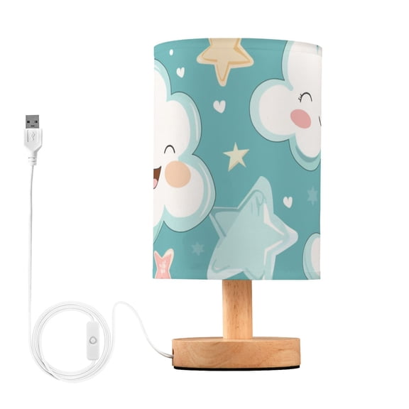 Cartoon Cute Funny Clouds Stars Table Lamp with USB Port LED Warm Light Lamp Night Light Home Decor