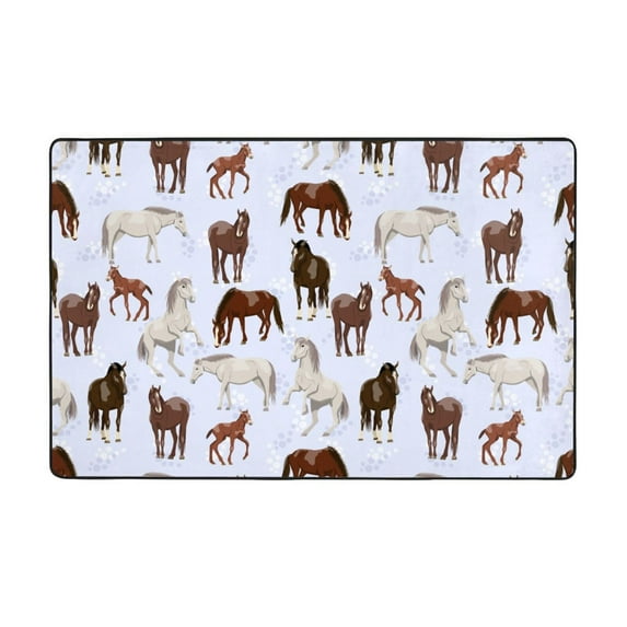 Cartoon Cute Funny Horse Shaggy Area Rug, Rugs for Living Room Bedroom Non Slip Door Mat Indoor Carpet Machine Washable Nursery Home Decor Floor Mats for Entryway 60x39in-#