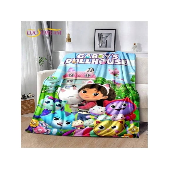 Cartoon Cute Gabbys Dollhouse Girl Soft Blankets,Keep Warm Throw Blanket Comfortable Blanket For Picnic Beds Sofa Home BedroomFlannel Blanket