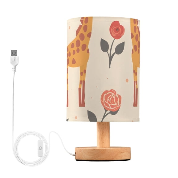 Cartoon Cute Giraffes Roses Table Lamp with USB Port LED Warm Light Lamp Night Light Home Decor