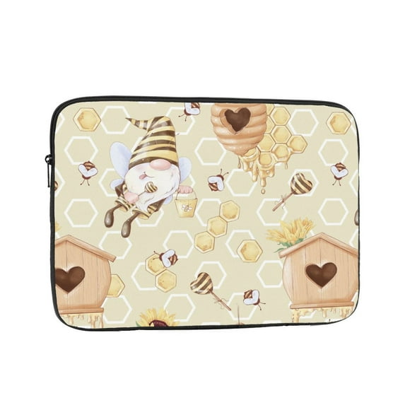 Cartoon Cute Gnome Bee 17 inch Portable Laptop Sleeve Compatible with MacBook Air Notebook Computer Case for Men Women College School Students