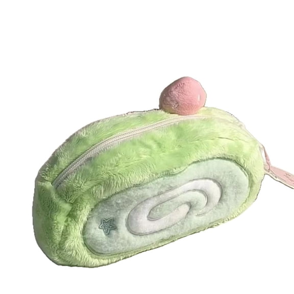 Cartoon Cute Green Melon Strawberry Cake Roll Stationery Storage Pen Bag