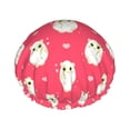 thumbnail image 1 of Cartoon Cute Hamster Rose Red Shower Cap, Reusable Bath Hair Hat for all Hair Lengths Hair Cover with Elastic Band Double Waterproof Layers Bathing Hat, 1 of 5